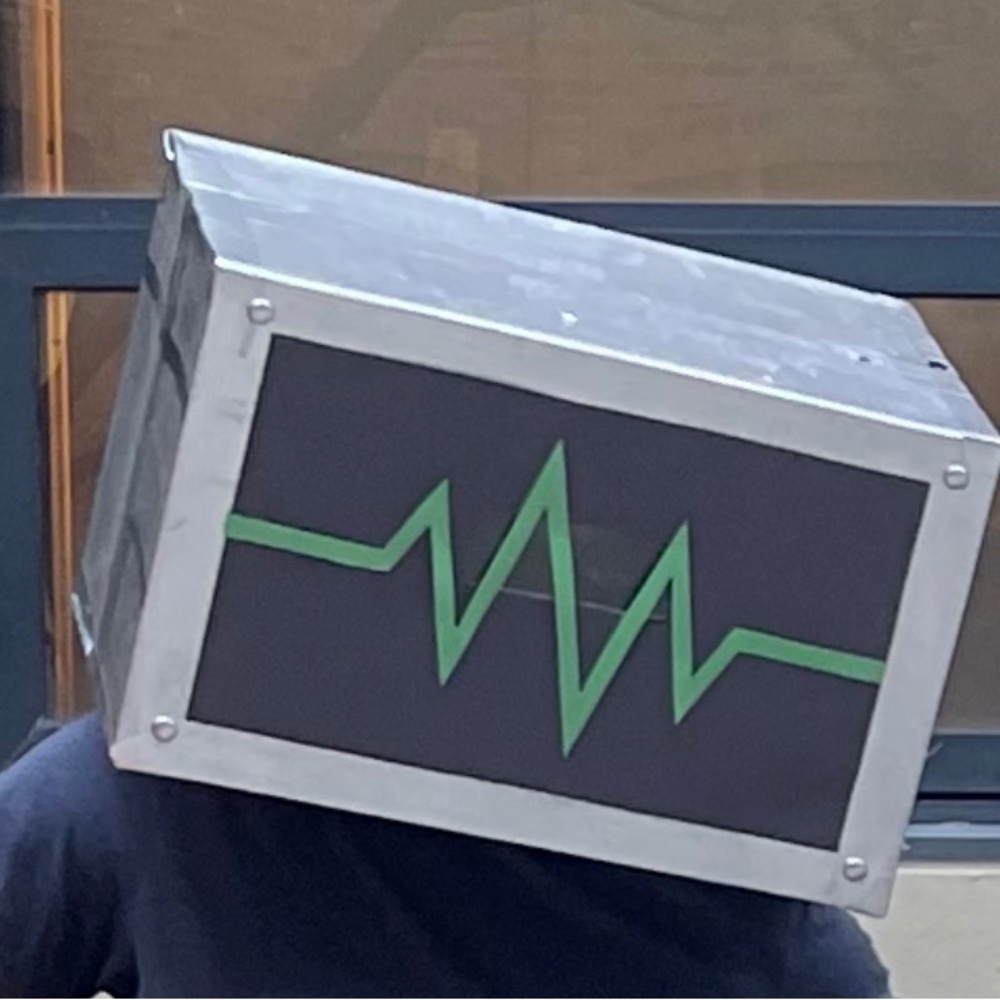 Home-made Karen the Computer SpongeBob costume